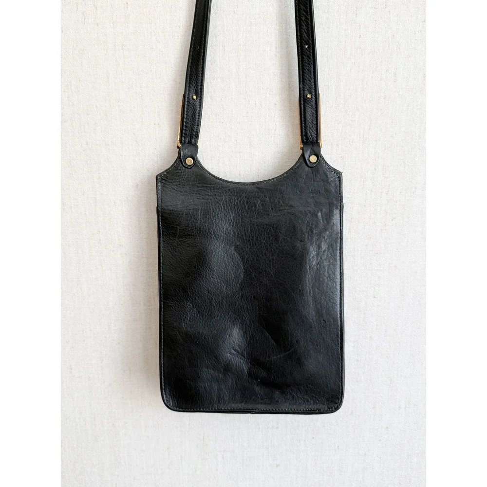 Vintage Bags by Pinky Snakeskin Crossbody Bag Small Black Multi Leather Gold